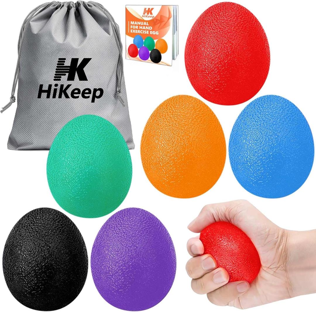 HiKeep Stress Balls for Adults (6 Pack), Stress Ball, Hand Strengthening Devices, Hand Exercisers for Strength, Exercise Squeeze Squishy Wrist Ball, Physical Therapy Exerciser, Grip Strength Trainer