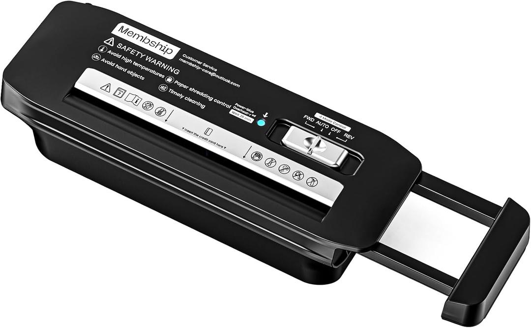Paper Shredder for Home Use, 7 Sheet Strip Cut Small Paper Shredder Without Basket for Home Office, Portable Shredder Extendable Arm Design with Overheat Protection,Jam Proof