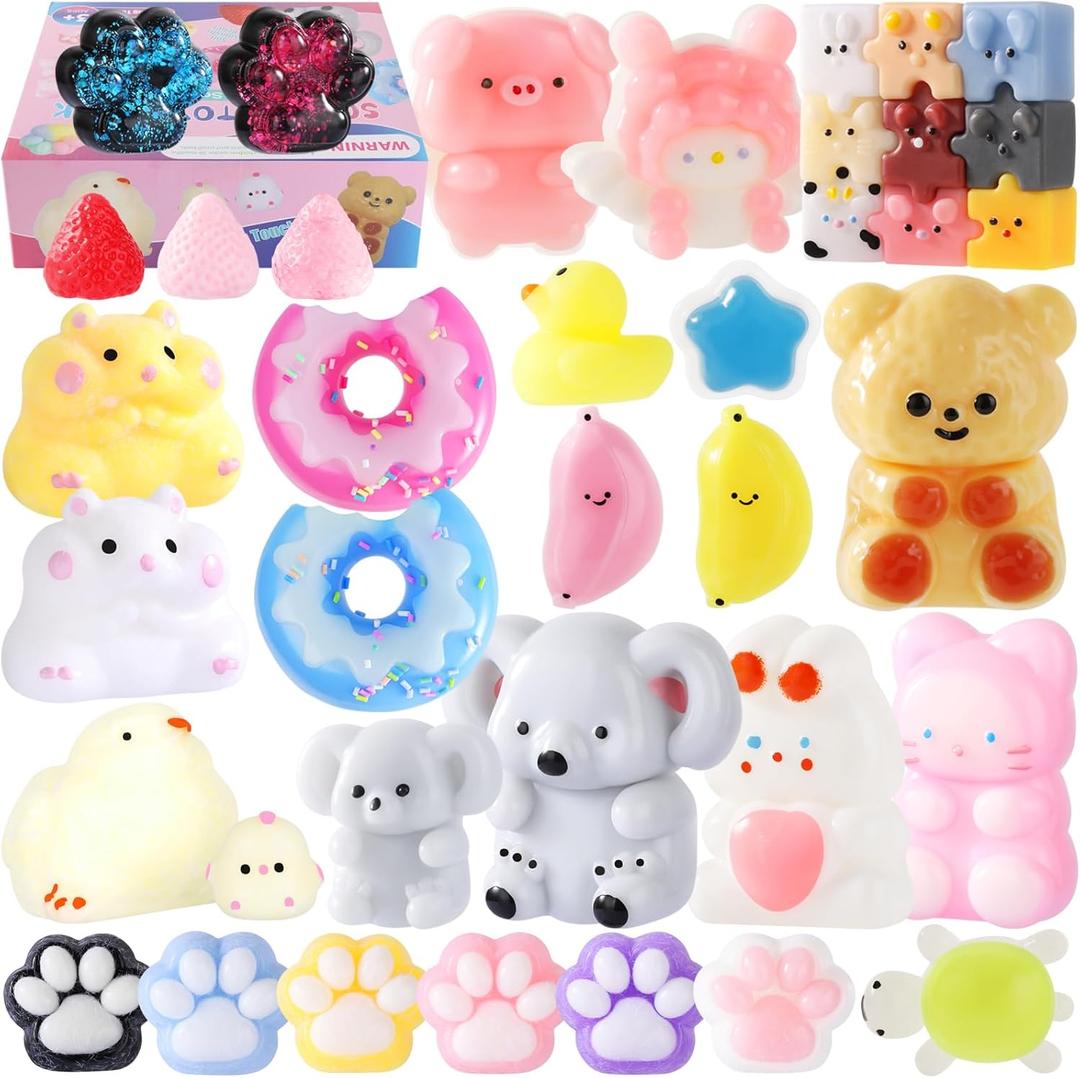 38Pcs Taba Squishy Hamster Squeeze Toys, Fidget Toy, Kawaii Squishy Stress Relief Toys Party Favors for Kids 4-8 8-12, Treasure Box Toys for Classroom Birthday Xmas Gifts for Girls Boys
