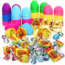 Easter Candy With Fillable Plastic Eggs Set - 34 Count Assorted Easter Egg Hunt Treats - Plastic Eggs with Candy to Fill In - For Baskets, Classroom Activity & Party Favors