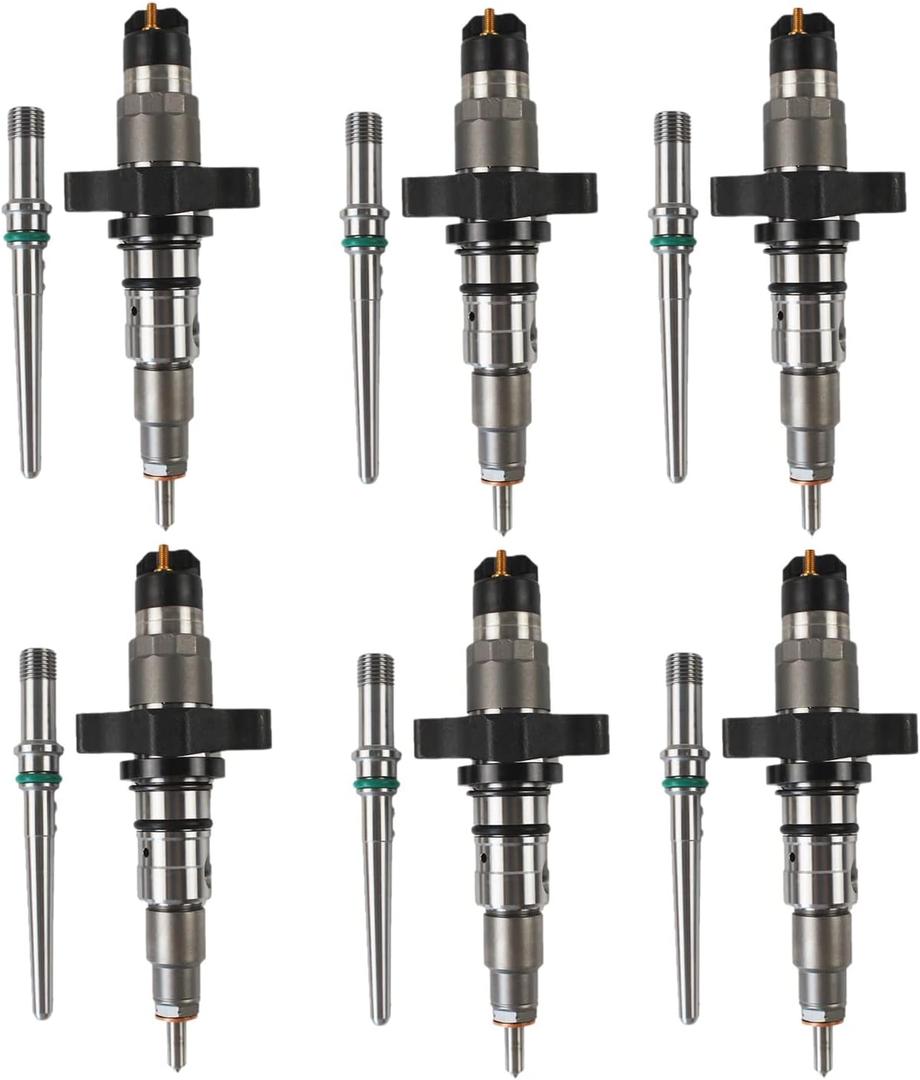 6pcs Diesel Common Rail Fuel Injector with Connector Tube Fits for Dodge Ram 2500 3500 2004-2009 5.9L Cummins Injector Nozzle Parts Replace#0986435505