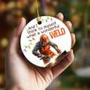 Welder Ornament 2025, Unique Christmas Ornaments, Double Side Ceramic Ornament for Christmas Tree Decorations, Decorative Hanging Ornaments, Gifts for Welders, for Men