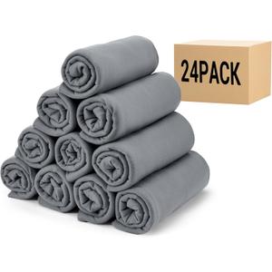 CULVE 24 Pack Fleece Throw Blanket 50x60 - Soft Lightweight Blankets in Bulk for Wedding, Gifts Pet Home Bed Sofa Couch Office Travel(Gray)