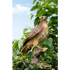 HI-LINE Wild Hawk Standing on Branch Garden Statue