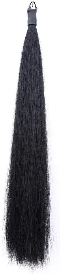 Horse Tail Extensions with Braided Horsehair Loop, Blunt Cut Bottom, 34-36 inches Long and 1/2 lb Weight (Jet Black)