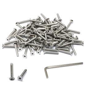 iexcell 100 Pcs M4 x 25mm Thread Pitch 0.7 mm Stainless Steel 304 Hex Socket Flat Head Cap Screws Bolts Kit