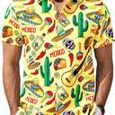 Cinco De Mayo Shirts for Men Mexico Button Down Shirt Hawaiian Tropical Tees Summer Short Sleeve Outfit (Black, S)