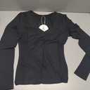 ANRABESS Long Sleeve Shirts for Women V Neck, Black,XS