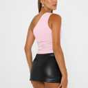 Trendy Queen Women's One Shoulder Tops - Asymmetrical Sleeveless Crop Tops, Sexy Going Out & Workout Shirts for Women (Pink, XL)