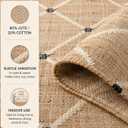 Hand Woven Jute Rug 5'x8' Area Rug - Rectangular Handcrafted Premium Geometric Design, Indoor Reversible Natural Fiber Rugs - Rustic Farmhouse Carpet for Living Room, Hallway, Bedroom - Natural