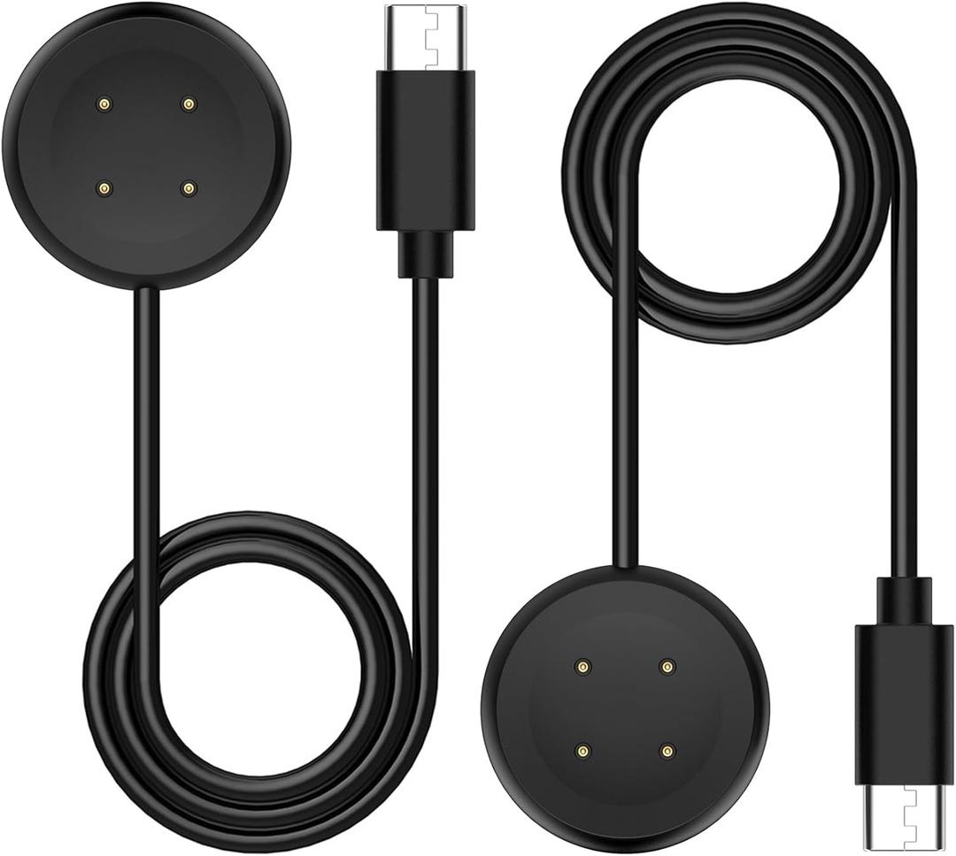 [2-Pack] Charger Compatible for Google Pixel Watch 2/Pixel Watch 3/Fitbit Ace LTE Replacement Charging Cable. (3.3Ft/100cm) [Not for Pixel Watch 1] (Black, Type-C)