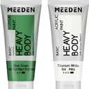 MEEDEN Acrylic Paint Olive Green: Bundled with Additional Titanium White Color - 100ml/3.38oz x 2 Bulk Heavy Body Acrylic Paint Tubes for Art Craft Painting