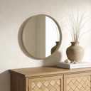 WallBeyond Round Wood Mirror 24" Circle Wall Mirror for Bathroom Round Wall Mirror for Wall Decor, Vanity, Entryway Living Room, Honey