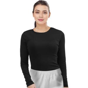 Threads Womens Under Scrub Slim Fit Long Sleeve T-Shirt Underscrub Comfort Tee, Size S, Black