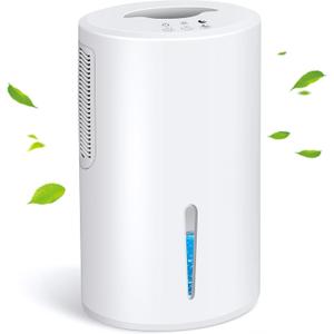 Dehumidifier, Dehumidifier for Home, 68 OZ Water Tank, Small Dehumidifiers for Bedroom (1000sq.ft) with 7 LED Lights, Ultra Quiet & Auto Shut off, Bathroom, Basement, Closet, Garage, RV. (White)