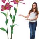 Giant Artificial Flower 3PCS 3D Realistic Waterproof Fake Flowers Durable Easy Maintenance Perfect for Home Garden Weddings Events Christmas Graduation Party Decorations (Mauve)