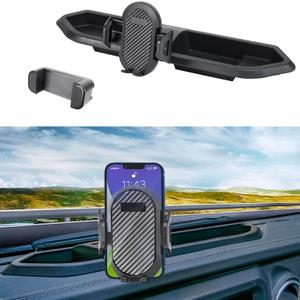 Phone Mount Compatible with Jeep Wrangler 2018-2023 JL JLU 2020-2023 Gladiator JT Dash Tray Phone Holder Mount with Storage Box Don't Fit for The Oil-Electric Vehicle Version
