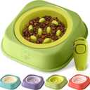 Slow Feeder Dog Bowls Ceramic Puppy Feeding Bowl for Small Dogs Cat Slow Feeder Bowl Protecting Cat and Dog Whiskers Preventing Choking with 2-in-1 Multifunctional Training Whistle (green)