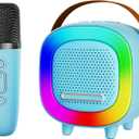 Mini Karaoke Machine Speaker for Kids Adults, Portable Bluetooth with 1 Wireless Microphones, Children's Day Birthday Gift Ideas for Toys for Teens Boys and Girls Aged 4, 5, 6, 7, 8, 9, 10, 11, 12+