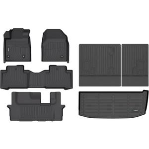 ANBINGOFloor Mats & Cargo Liner & SeatBack Fit for Honda Pilot 2009-2015 Full Set Waterproof Car Mats All Weather Guard TPE Pilot Mats Set Black