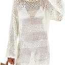 ANRABESS Women Swimsuit Crochet Swim Cover Up 2025 Summer Bathing Suit Swimwear Mesh Knit Beach Dress Vacation Outfits, Size XL