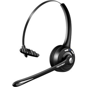 TECKNET Bluetooth Headset, Wireless On Ear Headphones with Noise Cancelling Microphone for Trucker, Hand Free Wireless Headset with Mute Mic for Phone