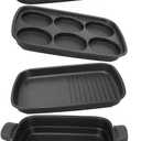 AEWHALE 3-in-1 Multifunctional Electric Grill,Electric Skillet Nonstick with Lids 1400W Party Griddle for Cooking Meats &Pancake