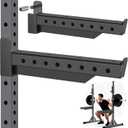 EVERYMATE Safety Spotter Arms, Fits 2"x2" & 3"x3" Power Racks, Heavy Duty 1000LBS Capacity Barbell Squat Rack Safety Bars with Rubber Pads for Home/Garage Gym Strength Training