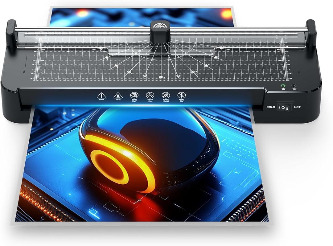 13in Laminator Machine with 50pcs Sheets + Paper Trimmer + Corner Rounder, Anti-Jam Technology | Dual Hot/Cold Mode | 90s Fast Preheat for A3/A4/A5/A6 Home Office School Use