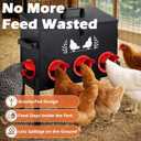 Large Capacity Automatic Chicken Feeder, 8 Port Chicken Feeder, 48LB Metal Chicken Feeders with Locking Lid & Adjustable Legs, No Waste Chicken Feeder, Black