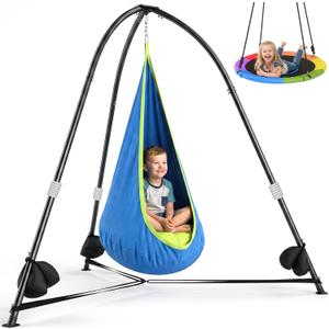 Trekassy 2-in-1 Sensory Swing Set with Stand, Pod & Saucer Swing