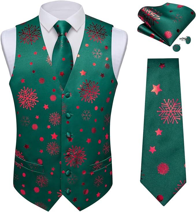 DiBanGu Men's Festive Costume Adult Christmas Vest Print Buttons Slim Fit Christmas Suit Waistcoat for Holiday Party Wedding, Medium