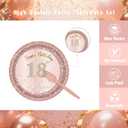 18th Birthday Decorations for Girls,61Pcs Rose Gold 18th Birthday Decorations Tableware Include 18th Birthday Plates and Napkins,Tablecloth,Forks,Serve 20