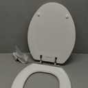 Elongated White Toilet Seat Natural Wood Toilet Seat with Zinc Alloy Hinges, Easy to Install also Easy to Clean, Scratch Resistant by Angol Shiold (Elongated, White)