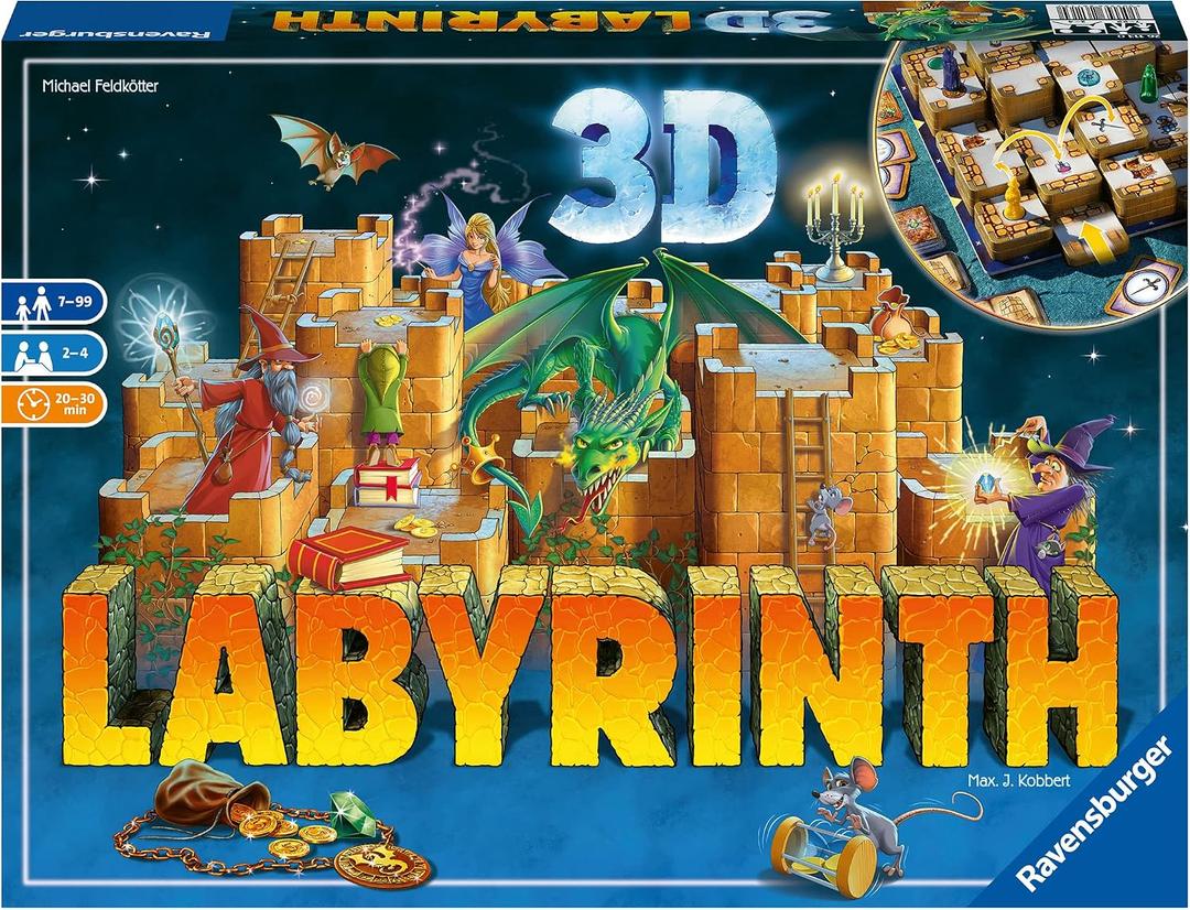 Ravensburger 3D Labyrinth Family Board Game for Kids & Adults Age 7 & Up - So Easy to Learn & Play with Great Replay Value (26113)