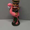 Solar Tiki Statue - Outdoor Statue - Solar Powered Garden Figurine Tiki Decoration for Bar, Patio, Balcony, Yard, Lawn, Table, Riding a Flamingo 13.66 Inches Tall