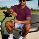 MAGCOMSEN Mens Polo Shirts Short Sleeve Cotton Pique Golf Shirts with Pocket Casual Performance Moisture Wicking Polos (Red)