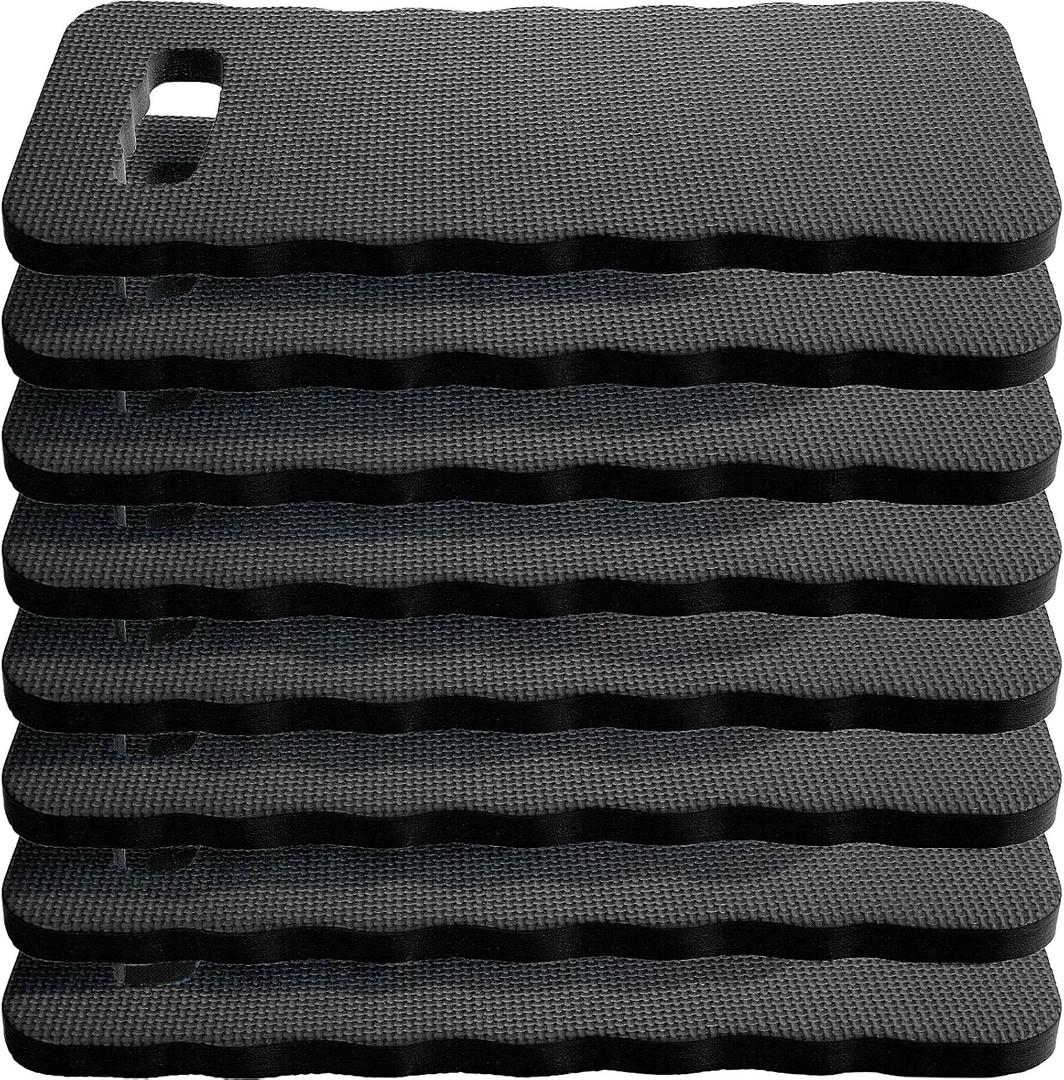 8 Pack Garden Kneeling Pad, Black Thick Foam Knee Pads for Gardening, Waterproof Kneeler Mat for Yoga, Cleaning, Prayer and Exercise, 15.75x6.9x0.63 Inch