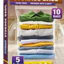 Extra Large 5 Gallon Zippered Plastic Bags for Storage- 18'' x 24'', Ideal for Clothes Clothing, Travel, Moving, 2-mil Thick Clear Plastic, 10 pack