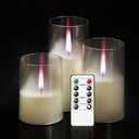 Flameless Candles Upgraded Realistic Flickering Flame,Battery Operated LED Candles with Remote Timers,Acrylic Electric Candles Set of 3(D 3" xH 4" 5" 6")Ivory