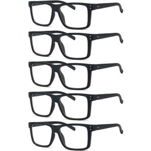 Eyekepper 3-pack Oversized Reading Glasses Square Large Frame Readers for Men and Women - Black +1.50 (3 Pack All Black)