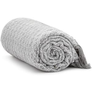 Americanflat 50x60 Throw Blanket - Soft and Breathable Cotton Throw Blanket for Couch, Bed, Chair - Decorative Blankets Perfect for Home, Office, or Outdoor Use - Grey and White Mini Diamond Design