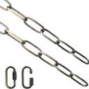 Helunsi Lighting Chain, 6 Feet Bronze Light Fixture Chain, Metal Chandelier Chain Extension with Connection Link Lock, Heavy Duty Hanging Chain Lamp Fixture Pendant Ceiling Decorative Lights Kit - 6'