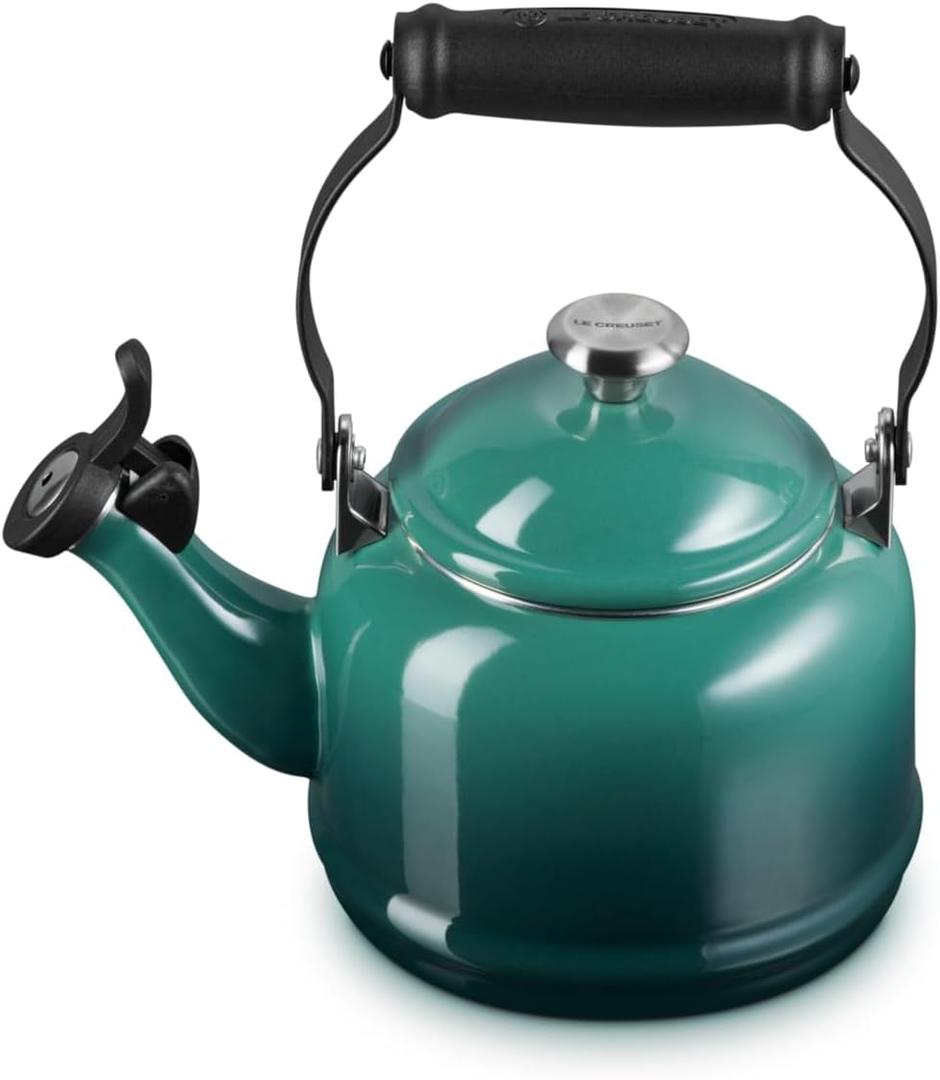Le Creuset Enamel On Steel Demi Tea Kettle with Metal Finishes, 1.25 qt., Artichaut (1.3 Quarts)