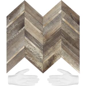 STICKGOO 10-Sheet Herringbone Tile Peel and Stick Backsplash, Faux Wood PVC Mixed Metal Stick on Backsplash, Self Adhesive Wall Tile for Kitchen and Bathroom