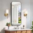 Bathroom Mirror 20" x 48", Rectangle Black Bathroom Mirror with Black Aluminum Frame Rounded Corner, Wall Mounted Mirror for Bedroom Entryway Living Room