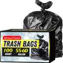100 Count 55-60 Gallon Trash Bags, Sturdy & Tear-Resistant Commercial Can Liners 55 Gallon, Large Garbage Bags, Large Black Trash Bags for Commercial, Lawn and Leaf Bags