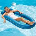 Aqua Comfort Pool Float Lounge Inflatable Pool Floats for Adults with Headrest and Footrest Bubble Waves, Blue/Lime Waves Comfort Lounge