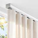 TEAKMAMA Aluminum Ceiling Curtain Track with Roller Hooks, White, 12ft-15ft