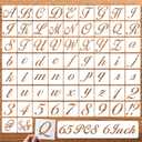 6 Inch Letter Symbol Stencils for Painting on Wood, 65 Pcs Alphabet Drawing Templates with Calligraphy Large Font and Cursive Letters Numbers Signs, Reusable Plastic Art Craft Stencils